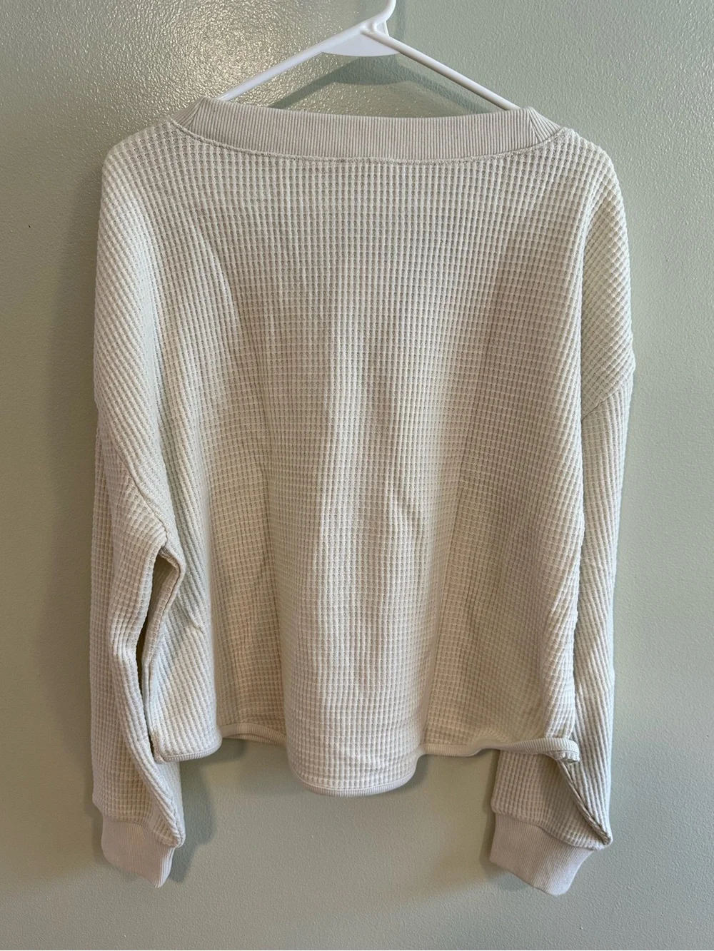 Madewell Cream Waffle-Knit V-Neck Pullover
